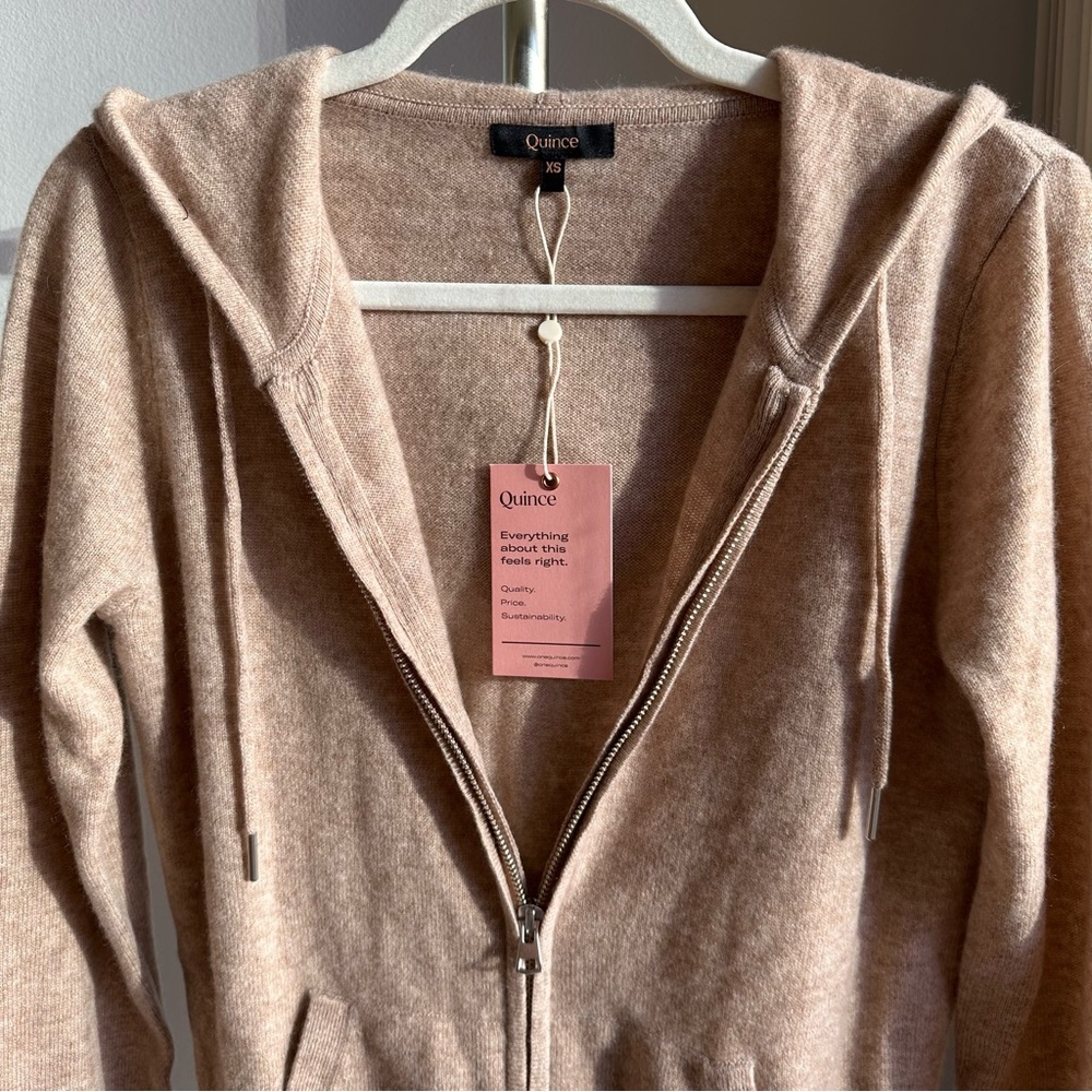 *SOLD* NWT Full Set Quince Mongolian 100% Cashmere Oatmeal Zip Hoodies + Joggers - Picture 6 of 15